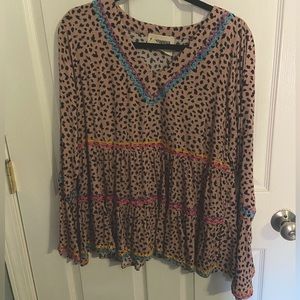 Savanna Jane embroidered leopard top! Size L
